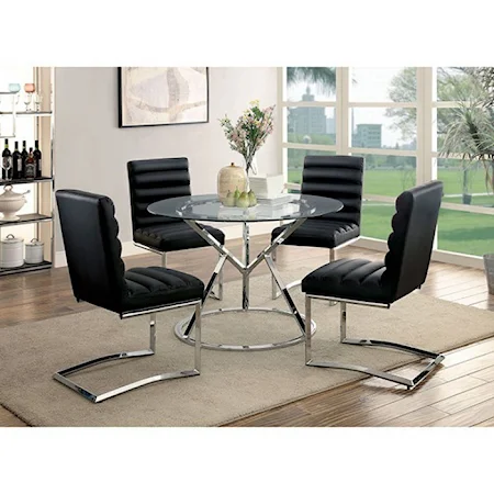 Contemporary Table and 4 Side Chair Set